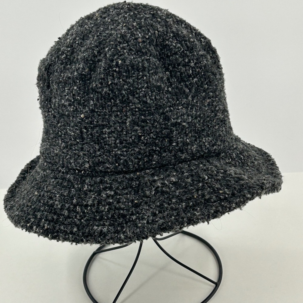 Sierra Club Boucle Bucket Hat Womens OSFM Black Gray Textured Winter Cloche Cozy
